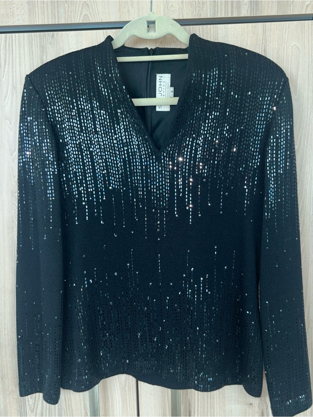 St John Evening by Marie Gray Embellished Knit Sweater Black Long Sleeve Size 8